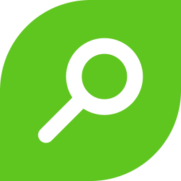 icon of white magnifying glass on green background